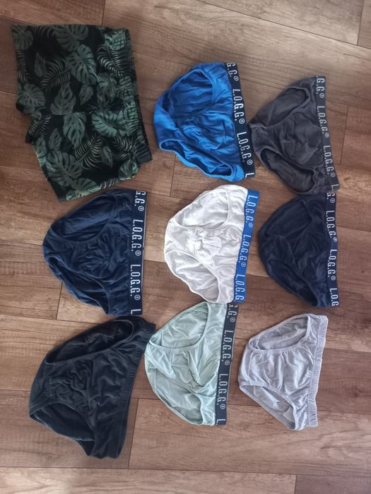 8 par slipów i kąpielówki r. 170