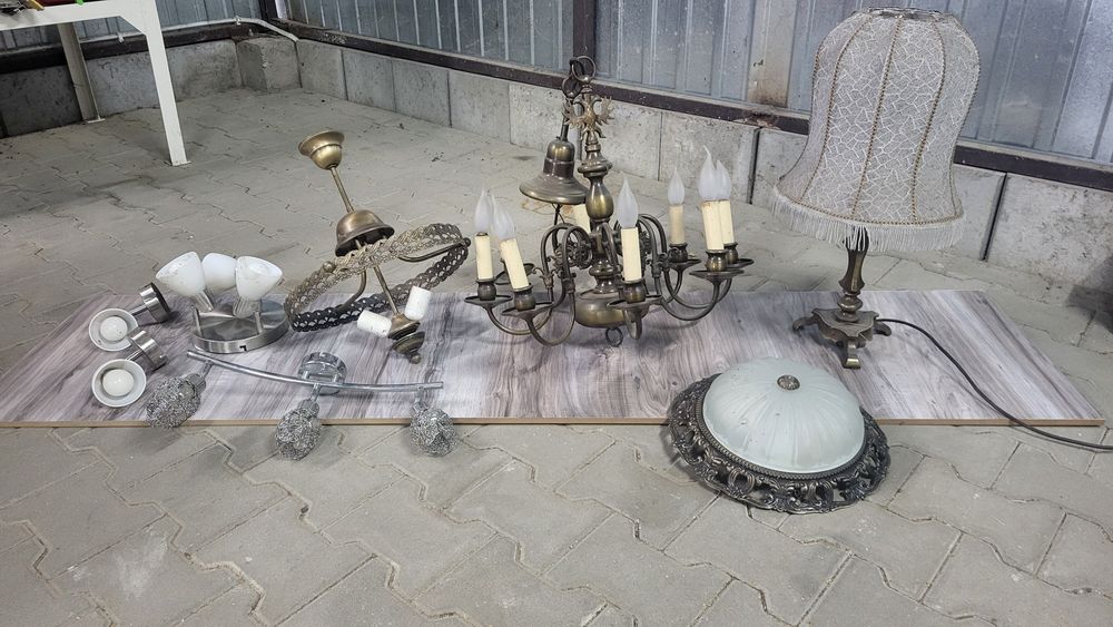 Lampy wiszące stojące i łazienkowe retro pakiet