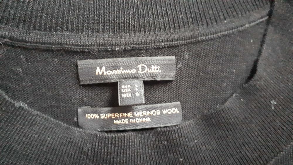 Massimo Dutti - oryginalny damski grafitowy sweter roz.L wełna merino