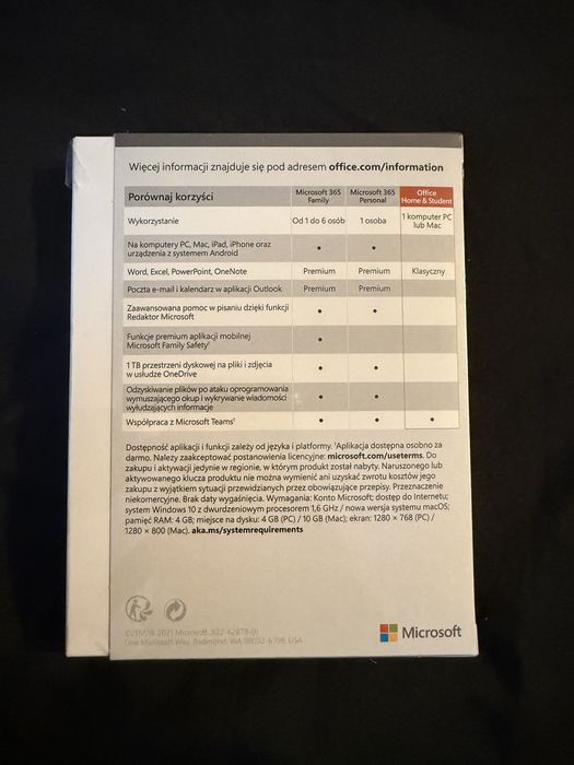 Klucz Windows system operacyjny Office Home student