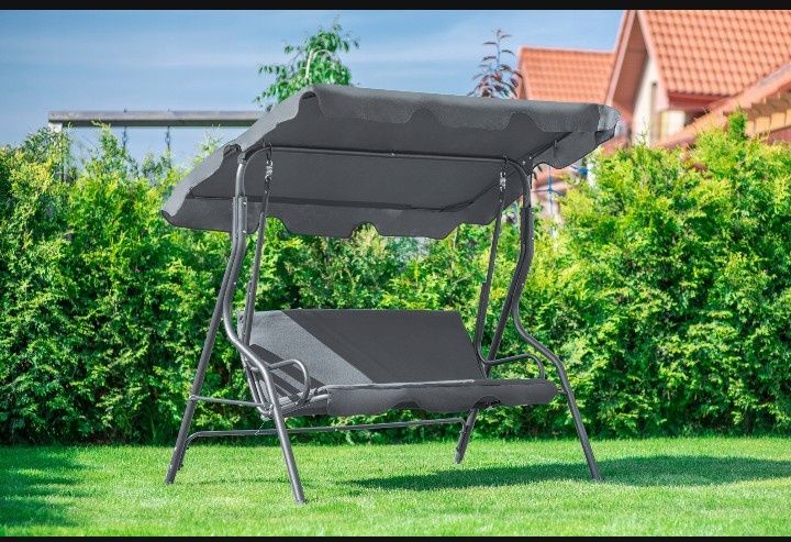 Huśtawka ogrodowa 3 osobowa + materac czarna lub szary