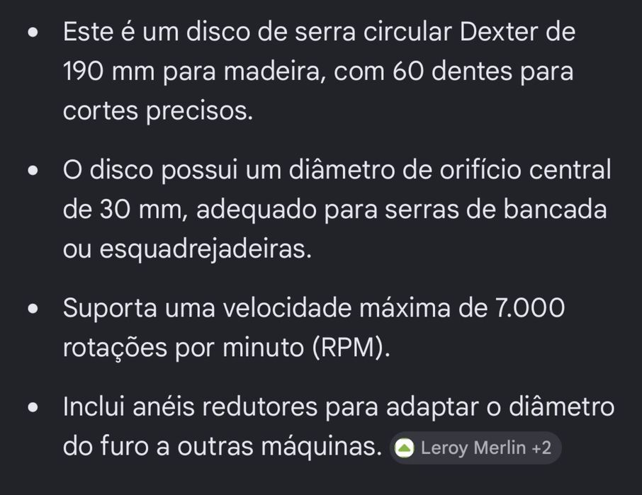 Vendo disco de serra circular Dexter