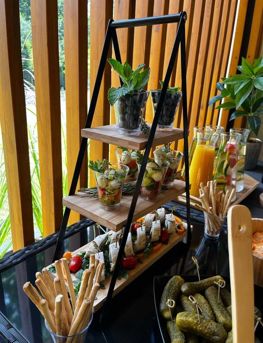 Patera Drewniana Trzypoziomowa Industrialna 53 cm