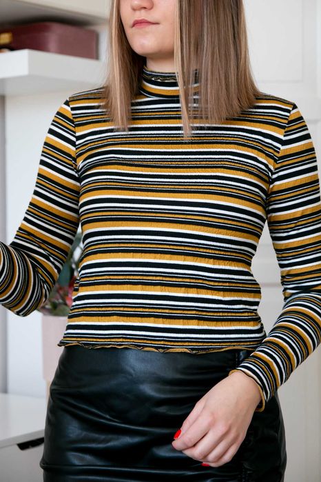 Sweter golf paski lata 90-te Bershka XS S 36 34