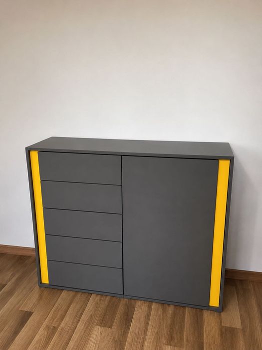 Komplet mebli młodzieżowych (szafa, biurko, regał, 2x komoda, 2x łóżko)