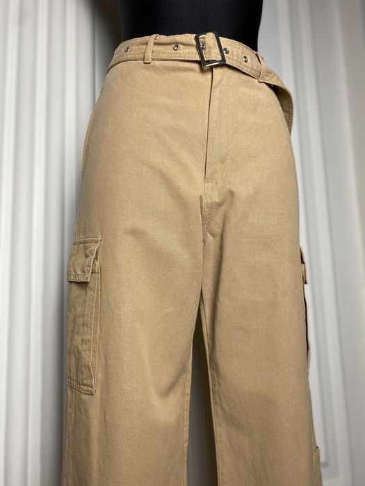 ZARA spodnie damskie camel cargo szerokie nogawki lyocell bawełna S modne