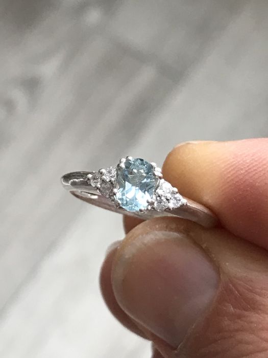 Кольцо аквамарин серебро