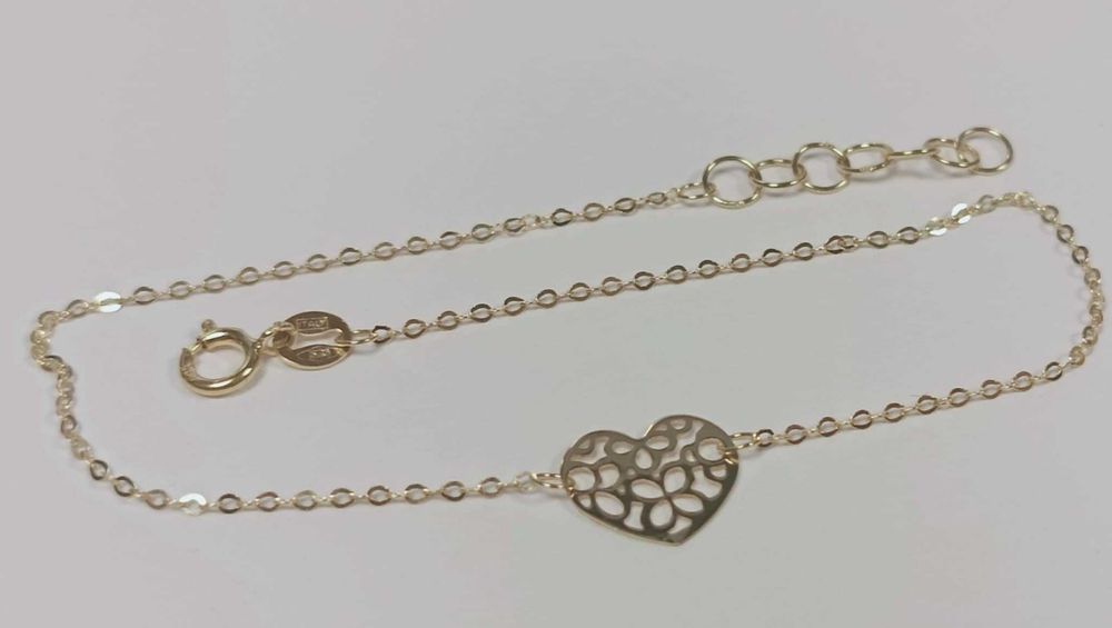 Złota drobna bransoletka PR 585 Serce 17-19cm