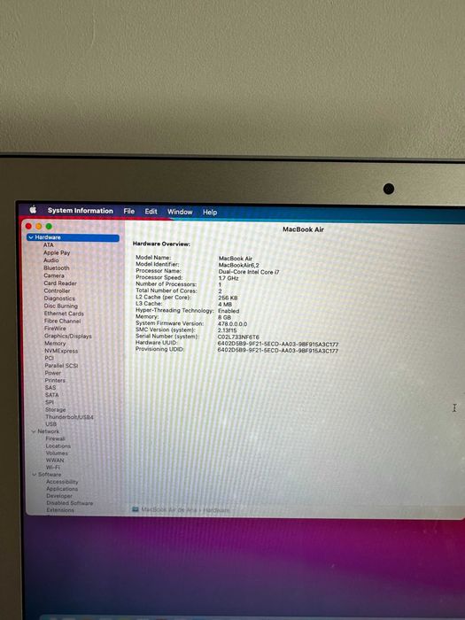 MacBook Air 13” – de 2013- RAM: 8GB, disco: 500GB