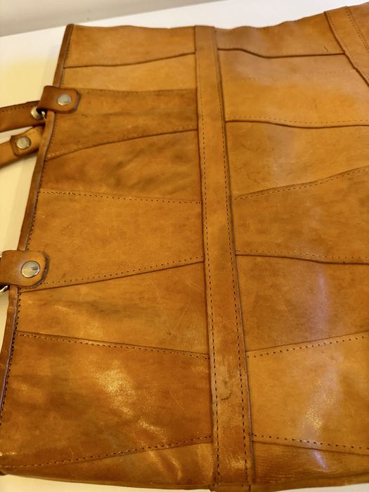 Duża skórzana torba shopper MUUD – whisky, A4 / laptop, ręcznie szyta