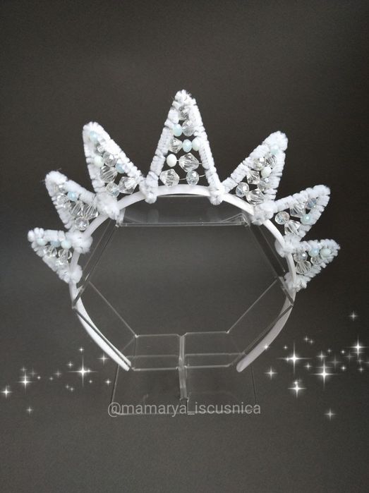 Новорічний білий обруч сніжинки королеви зими  зірочки корона дитяча