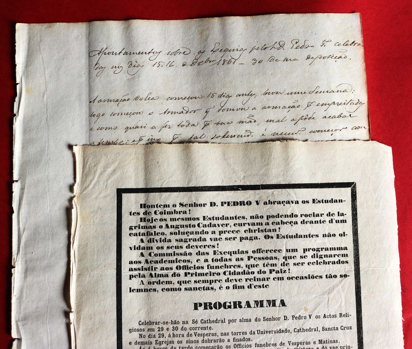 Universidade de Coimbra janeiro 1862 Cerimónias Fúnebres por D Pedro V
