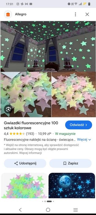 Gwiazdki fluorescencyjne - ogromny zestaw