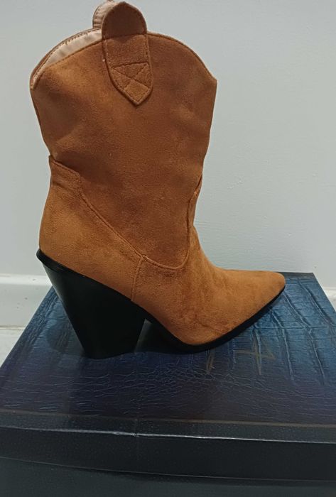 Kozaki Kowbojki Zamszowe Camel 38