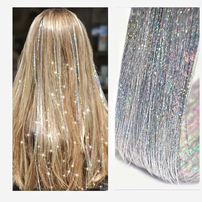 Блискучі прядки у волосся, блестящие нитки, канекалон, обруч,заколки