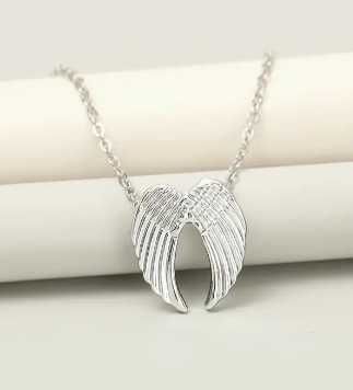 Naszyjnik skrzydła anioła, kolor srebrny