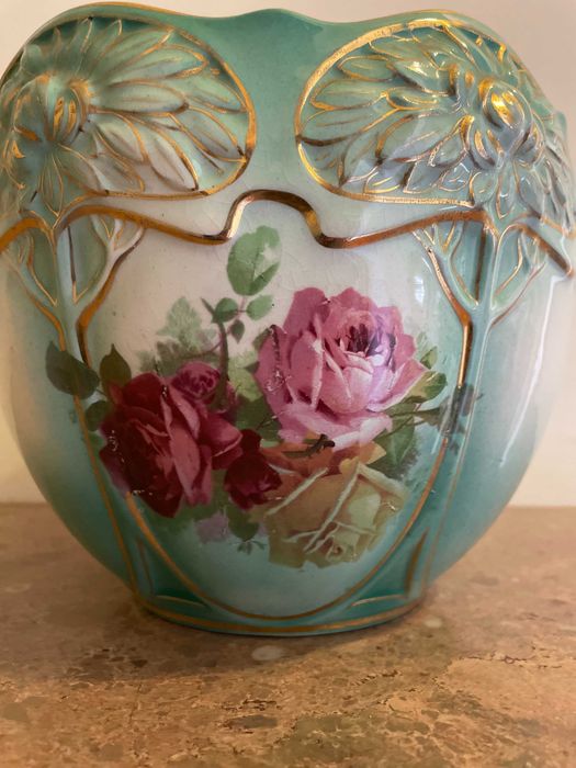 Vaso Cachepot em faiança antiga Portuguesa