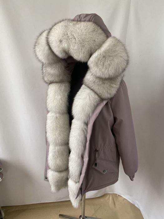 Женская зимняя парка куртка с мехом финского песца вуаль, 42-60 размер