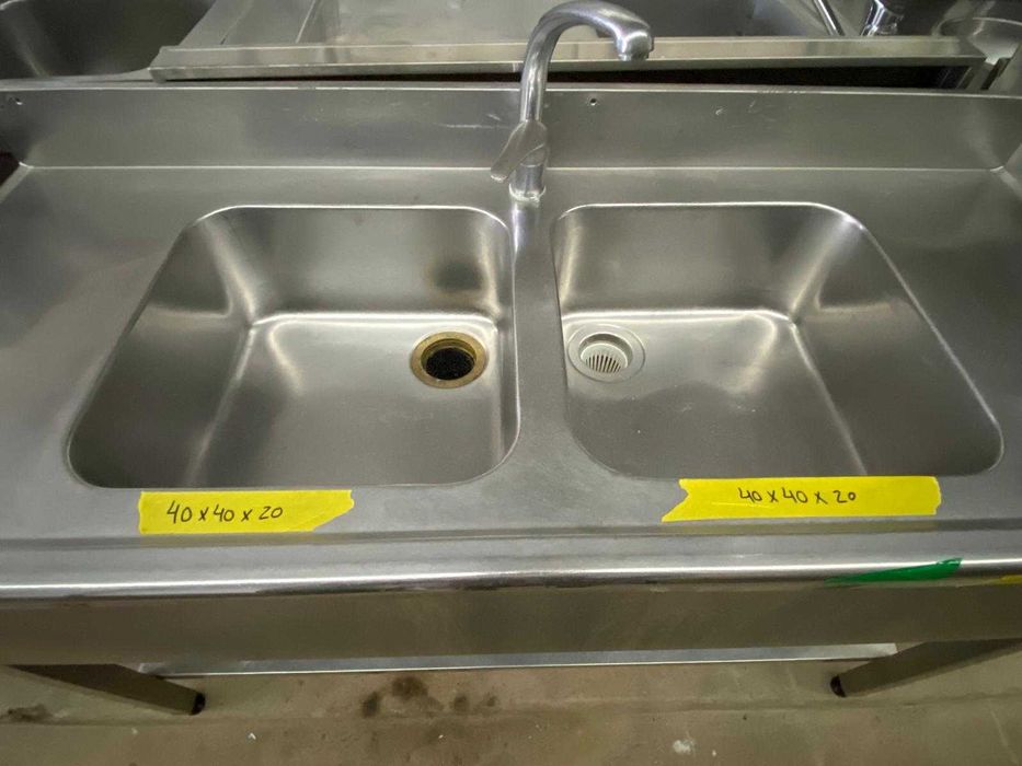 Bancada lava loiça em inox com 2 cubas grandes