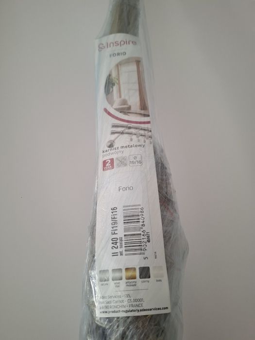 Karnisz podwójny  240cm antyczne złoto/mosiądz