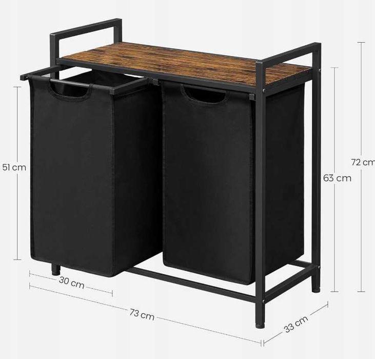 Kosz wolnostojący na pranie Vasagle 92l czarny