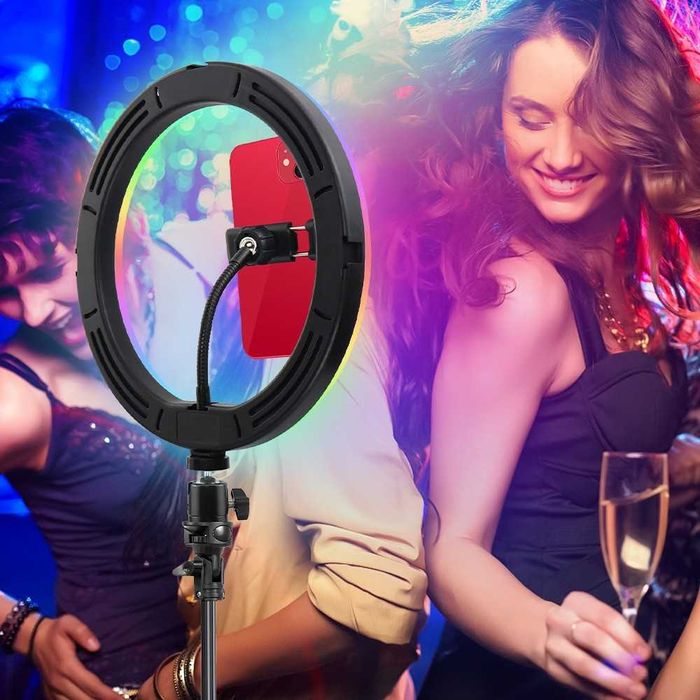 RING LIGHT RGB GRANDE 35 CM COM TRIPÉ - 36 Watts de Potencia