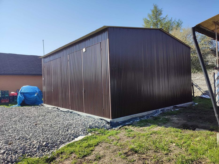 Garaż blaszany Brązowy - Magazyn Garaże Blaszane - Wiata - GRZYWSTAL