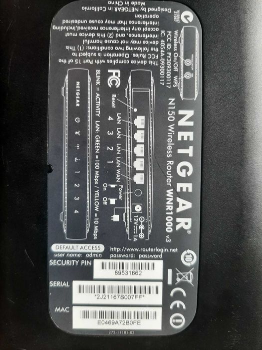 router Netgear N150 Wireless Router WNR1000 v3