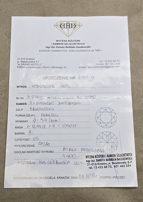 Pierścionek z białego złota diamenty perła