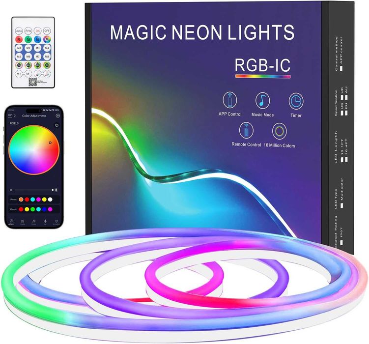 Fita LED Neon Flex RGB-IC IP67 | APP + Comando | 1m 3m 4m 5m