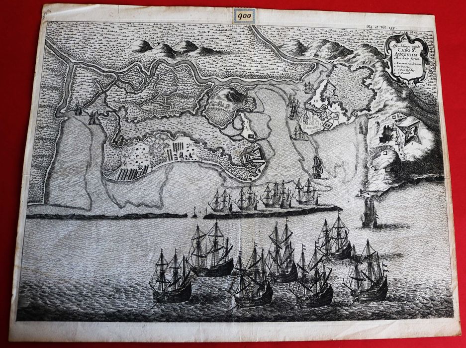 Cabo de Santo Agostinho Brasil gravura de Commelin 1651 raro e cotado