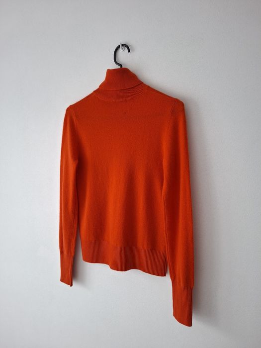 Pomarańczowy golf kaszmirowy sweter 100% kaszmir C&A premium cashmere S