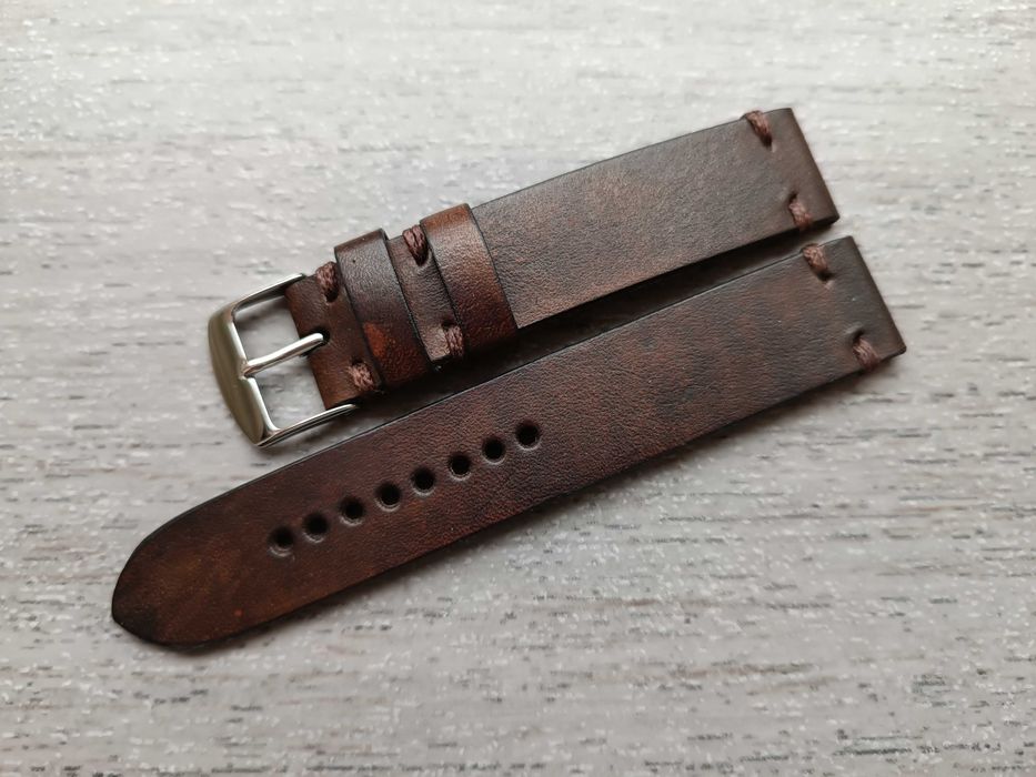 Brązowy skórzany pasek zegarka 18 mm S/M