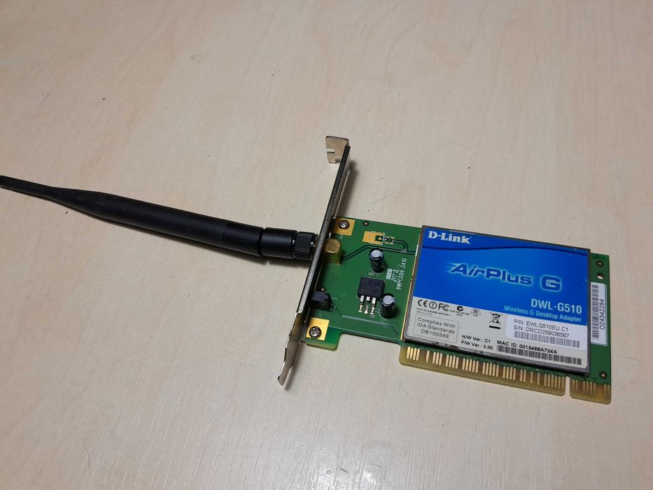 Бездротовий мережевий адаптер PCI для ПК. D-Link AirPlus G DWL-G510.