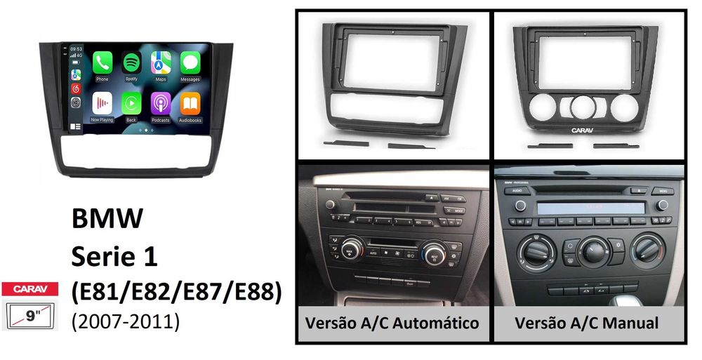 (NOVO) Rádio 2DIN 9" • BMW Serie 1 (E81 E82 E87 E88) • Android 4+64GB