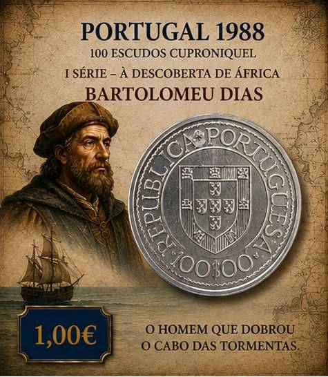 Portugal 1988 - 100 Escudos Cuproniquel - I Série dos Descobrimentos – À Descoberta de África - Bartolomeu Dias