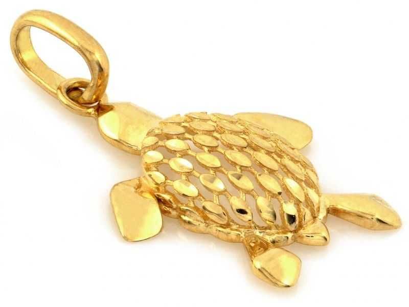 Przepiękny złoty wisiorek ŻÓŁW AŻUR pr.585