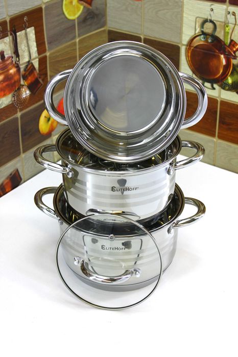3szt, Komplet garnków EliteHoff E4303 do każdej kuchenki