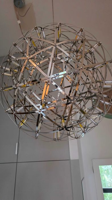 Duża designerska lampa wisząca LED kula chrom 57cm - styl Moooi Raimond