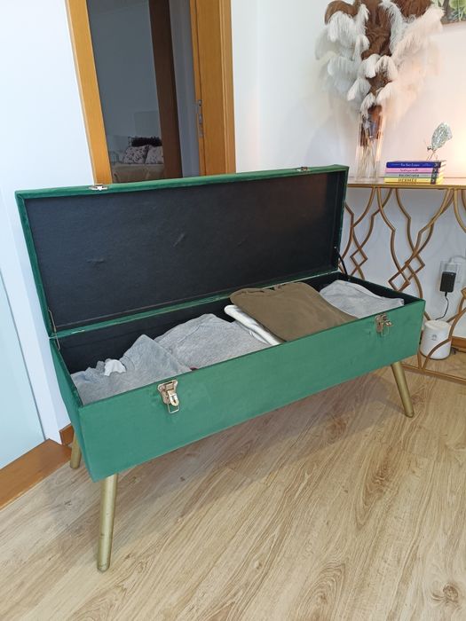 Banqueta veludo verde esmeralda