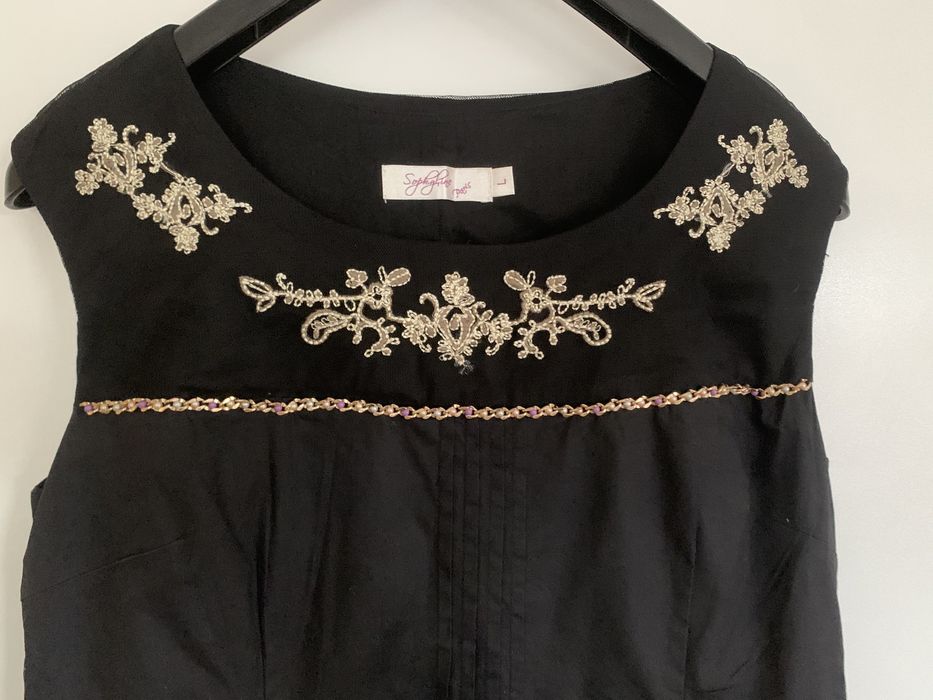 Sukienka tunika NOWA mała czarna haft łańcuszek