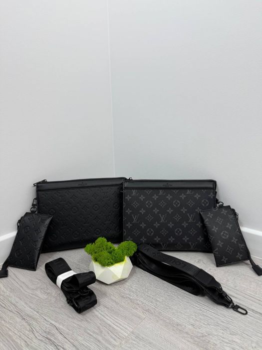Сумка Louis Vuitton чорна Чоловіча сумка Лв клатч через плече