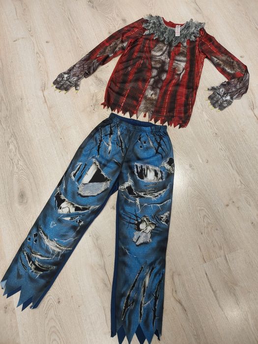 Strój karnawałowy wilkołaka, wilka, zombi, 122cm
