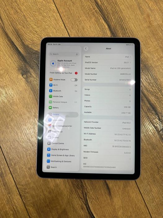 Apple Ipad Air 5 256 GB Wi-Fi + LTE (M1)