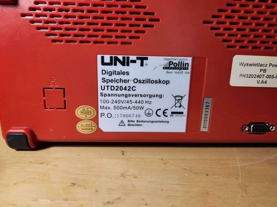 Oscyloskop Cyfrowy UNI-T  UTD2042C, 40MHz, 500MS/s