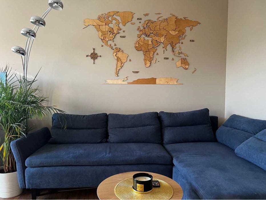 Mapa Świata 3D z Drewna 210x126cm - Podróże na Twojej Ścianie!