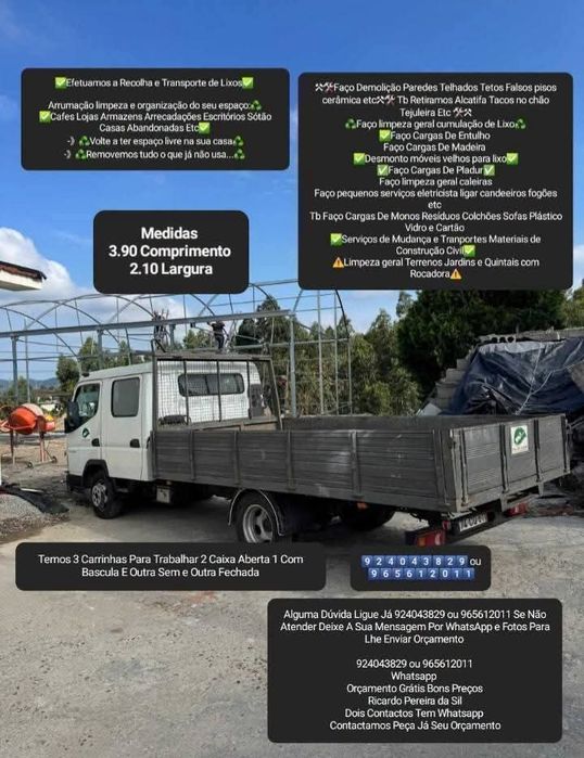 Demolição e Recolha de Entulho Madeira Pladur Monos Resíduos Sucata Serviços Mudança limpeza garagens