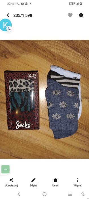 Zestaw 3 nowych par skarpetek damskich 39-42