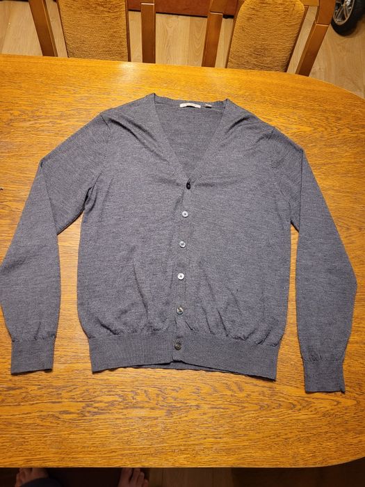 Sweter swetr kardigan XL UNIQLO 100% merino wool szary