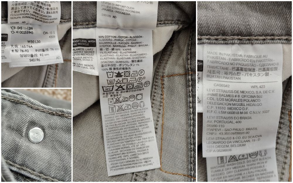 Levi's 511 джинси slim fit оригінал W30 L30 сірі лівайс